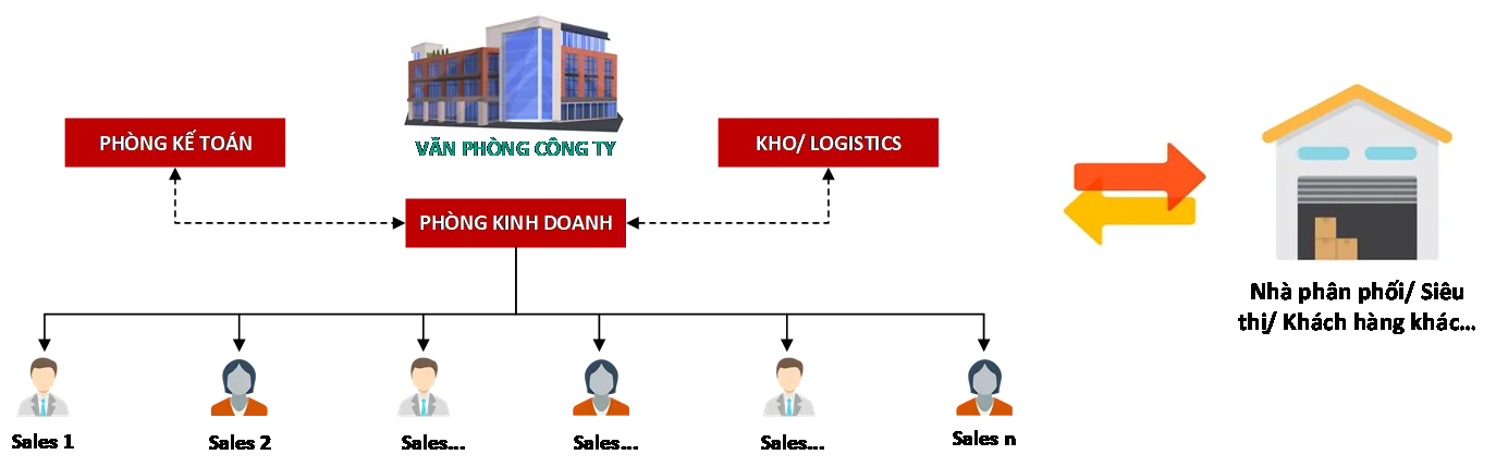 Mô hình sales in trên phần mềm dms bravo