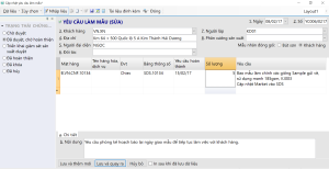 Mẫu form cập nhật yêu cầu sản xuất sản phẩm mẫu