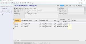 Giấy yêu cầu xuất vật tư