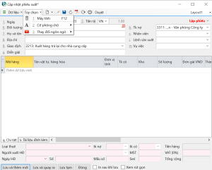 Màn hình phiếu xuất kho