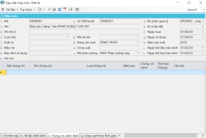 Màn hình khai báo các chứng chỉ cần quản lý