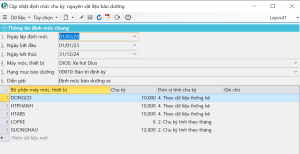 Định mức chu kỳ bảo dưỡng