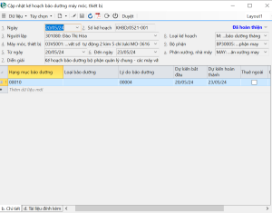 Kế hoạch bảo dưỡng máy móc thiết bị