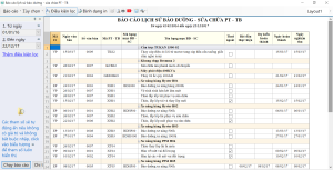 Báo cáo về lịch sử thực hiện bảo dưỡng