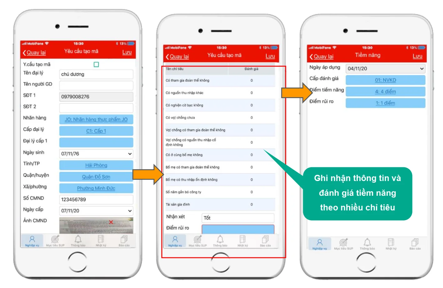 Giao diện đăng ký tạo mã Khách hàng chính thức