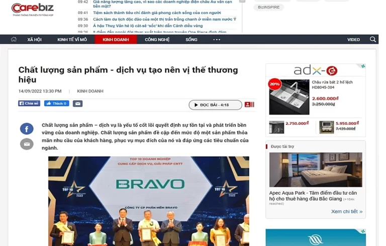 Cafebiz: Chất lượng sản phẩm