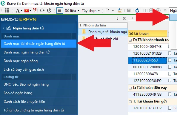 Tính năng kết nối ngân hàng điện tử Ebanking trên phần mềm BRAVO (ERP-VN)