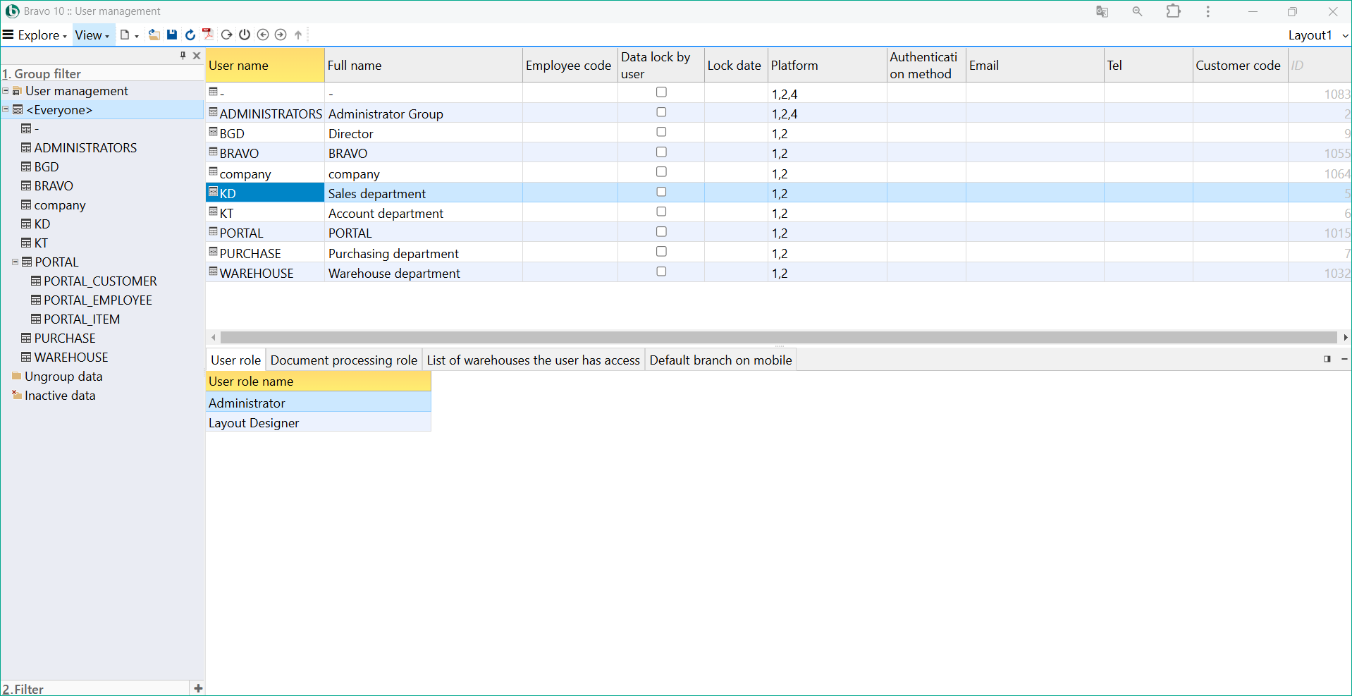 Giao diện phân hệ quản trị hệ thống số 1