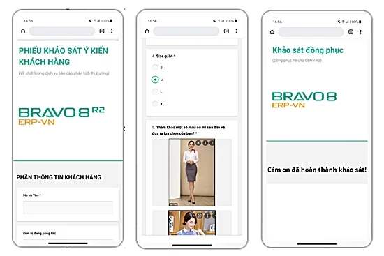 Giao diện WebSurvey trên Mobile Phiếu khảo sát trên mobile