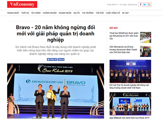 VnEconomy: BRAVO - 20 năm không ngừng đổi mới với giải pháp QTDN