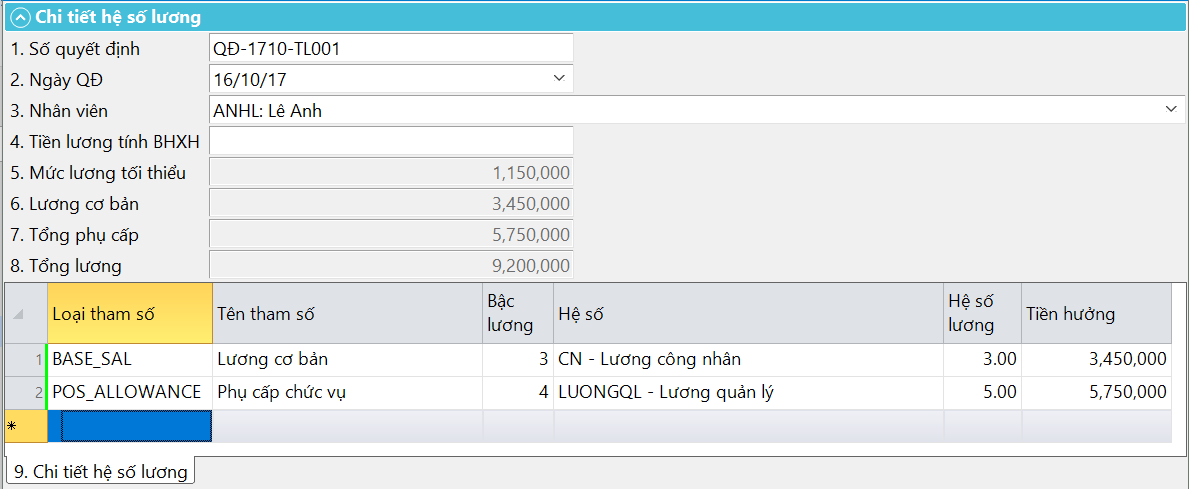 Cách tính lương trên phần mềm BRAVO (2)