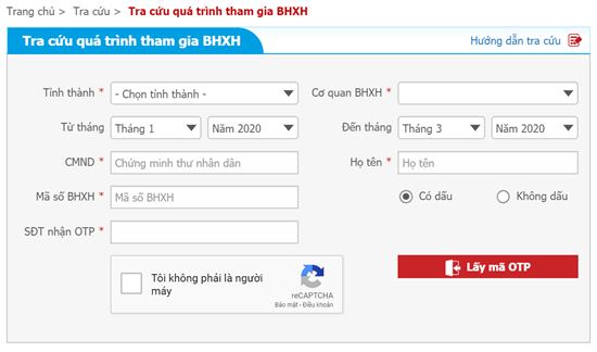 Tra cứu quá trình tham gia BHXH