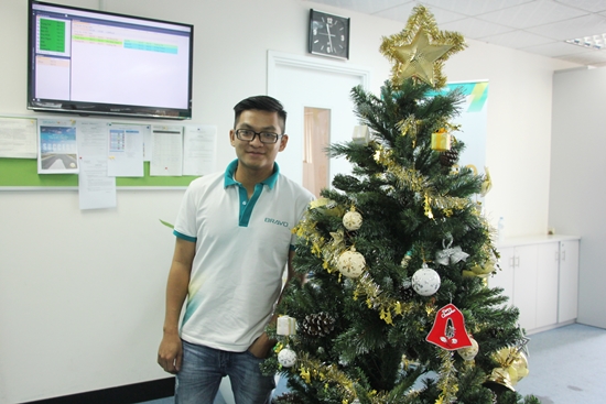 Cây thông nhiều màu sắc tại văn phòng HCM