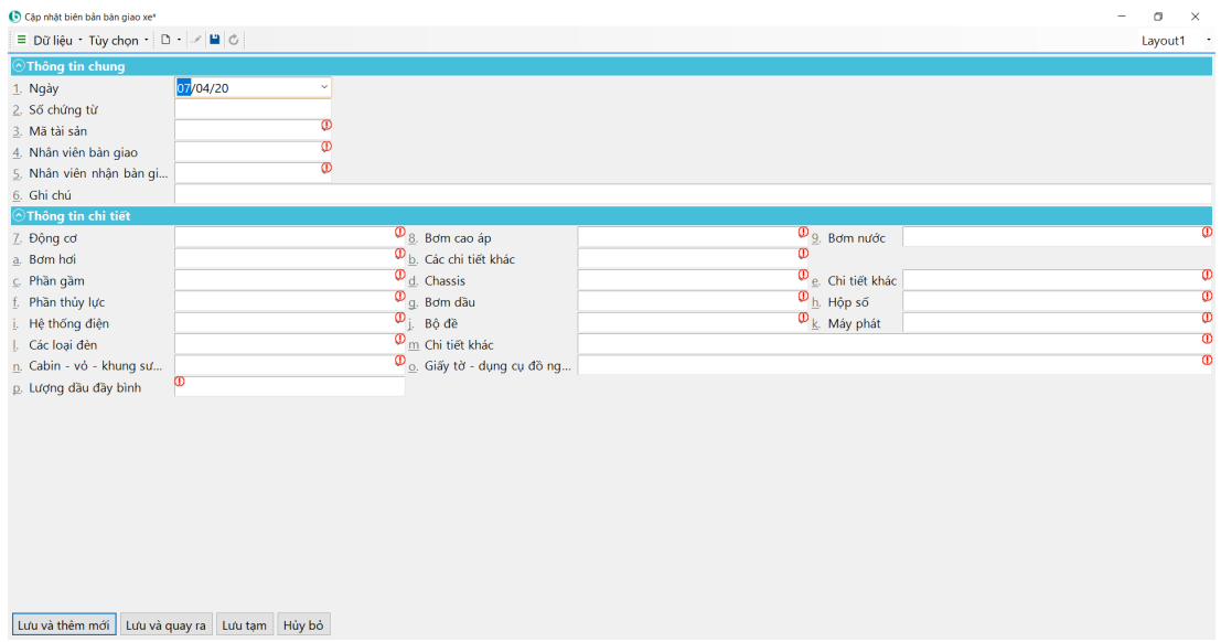 Biên bản bàn giao xe
