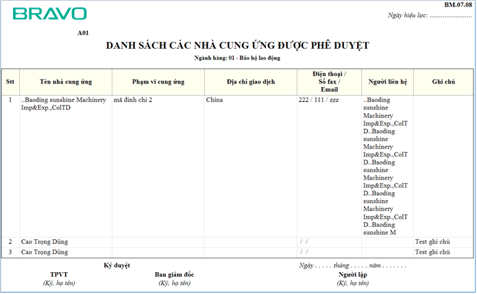 Danh sach ncc được phê duyệt