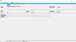Declare the list and information of machinery and equipment