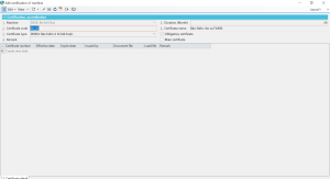 The screen for declaring the certificates to be managed
