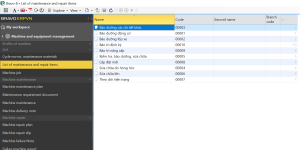 List of maintenance items