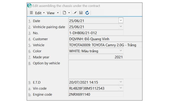 Carrying out car pairing according to the contract