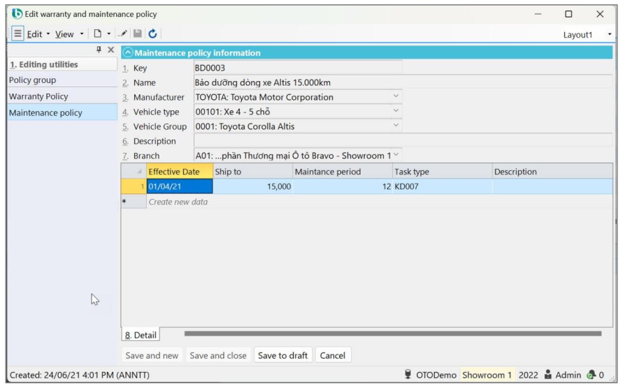 Declare the policy of warranty, maintenance and repair