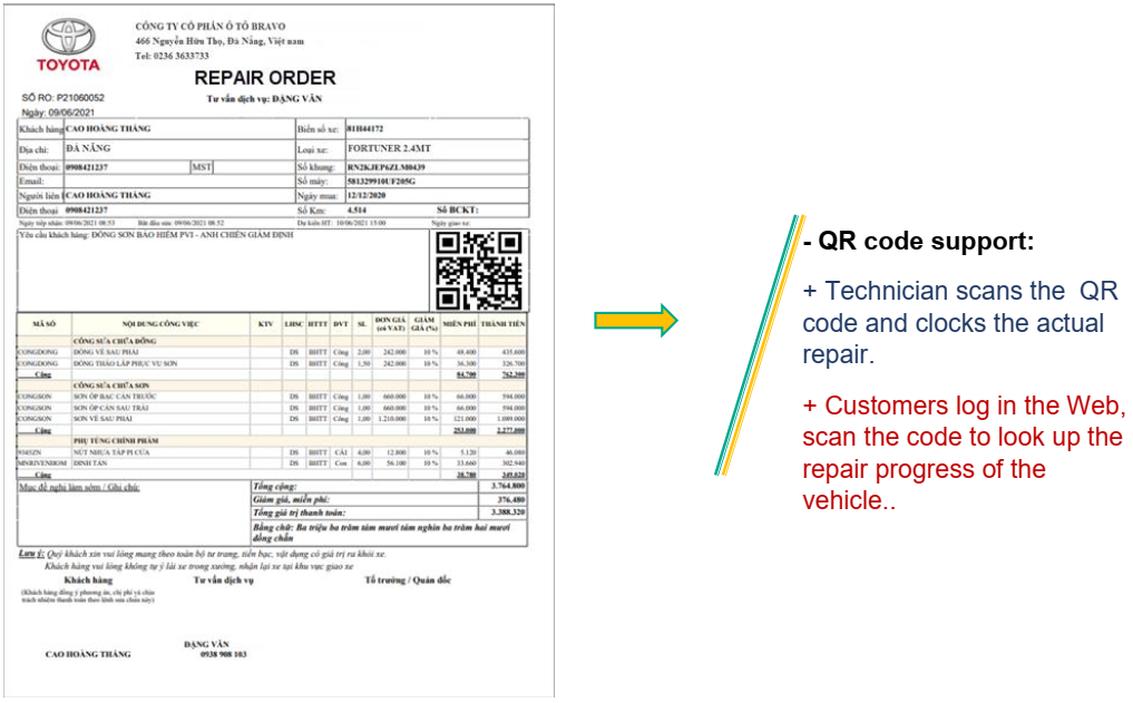 Follow up repair orders