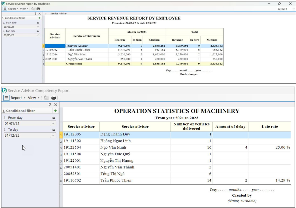 Service Reporting System