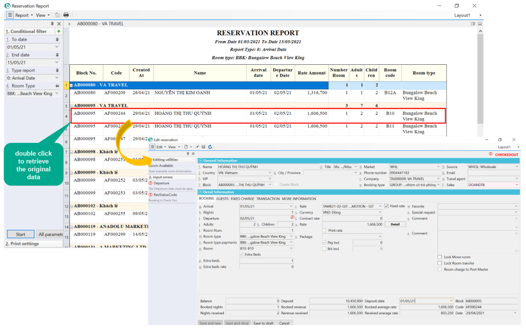 Support to quick access to reports