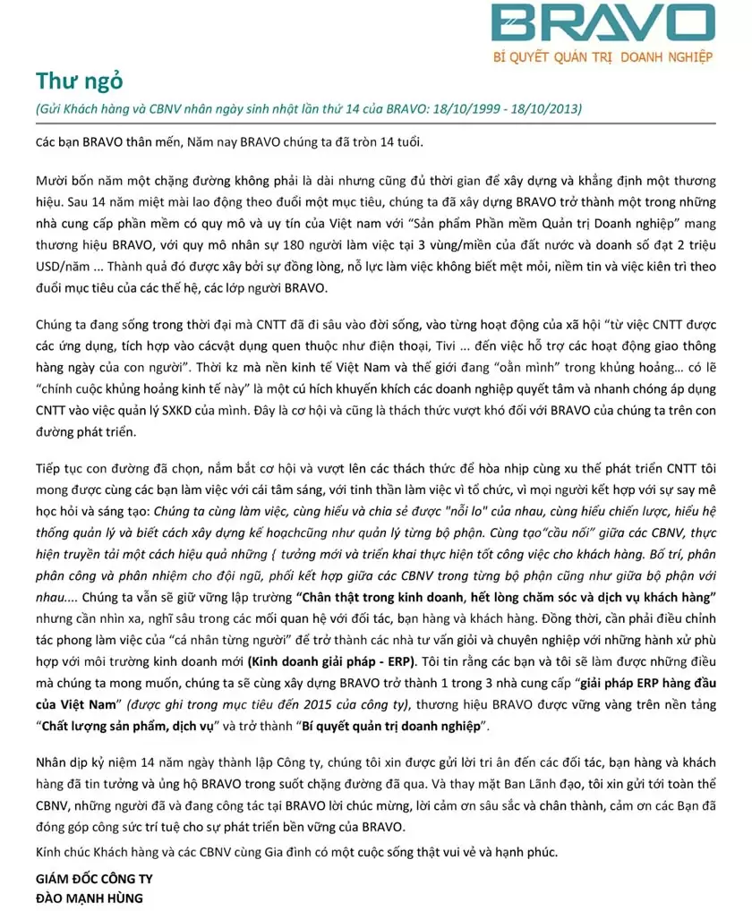 Bản tin nội bộ BRAVO