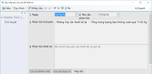 Mẫu form cập nhật các yêu cầu thay đổi
