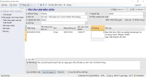 Mẫu form cập nhật yêu cầu sản xuất sản phẩm mẫu