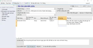 Mẫu form cập nhật yêu cầu sản xuất sản phẩm mẫu