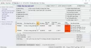 Mẫu form cập nhật phiếu yêu cầu sản xuất