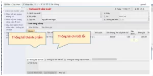 Màn hình cập nhật thống kê sản lượng