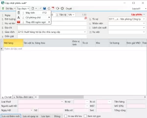 Màn hình phiếu xuất kho