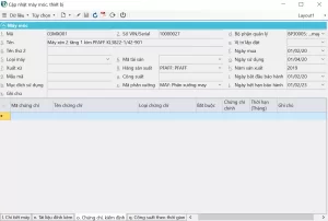 Màn hình khai báo các chứng chỉ cần quản lý