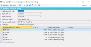 Định mức chu kỳ bảo dưỡng