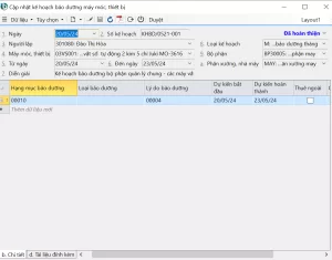 Kế hoạch bảo dưỡng máy móc thiết bị
