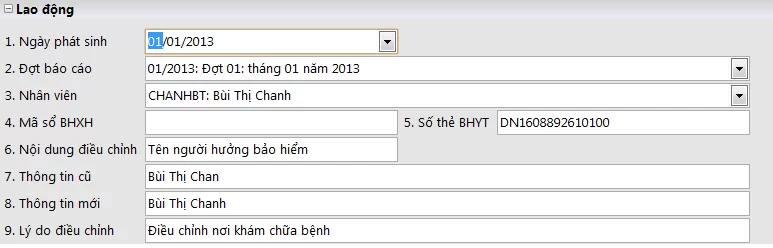 Danh sách điều chỉnh hồ sơ