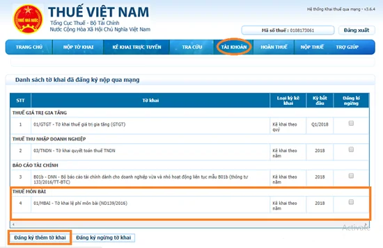 Hướng dẫn kê khai nộp Thuế môn bài 2020 theo quy định