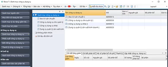 Phần mềm quản lý công cụ dụng cụ BRAVO