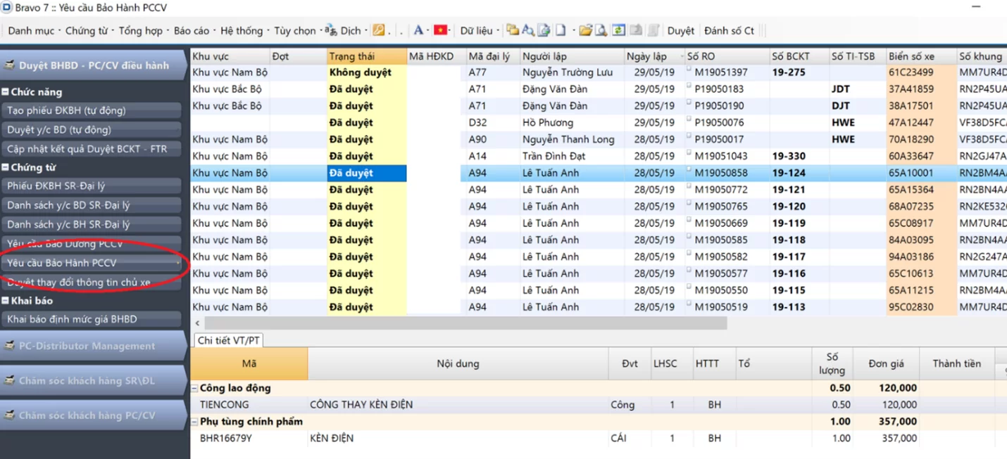 Yêu cầu bảo hành