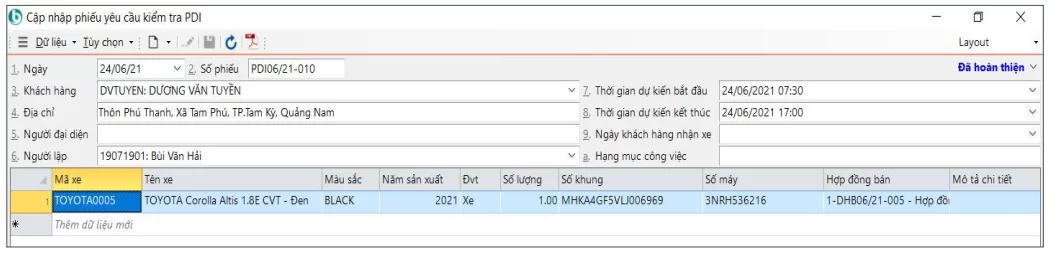 Thông báo khách hàng thanh toán