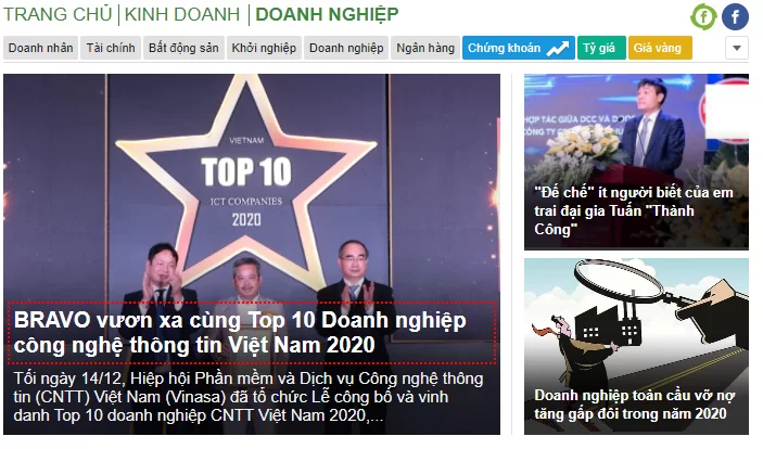 BRAVO vươn xa cùng Top 10 Doanh nghiệp công nghệ thông tin Việt Nam 2020