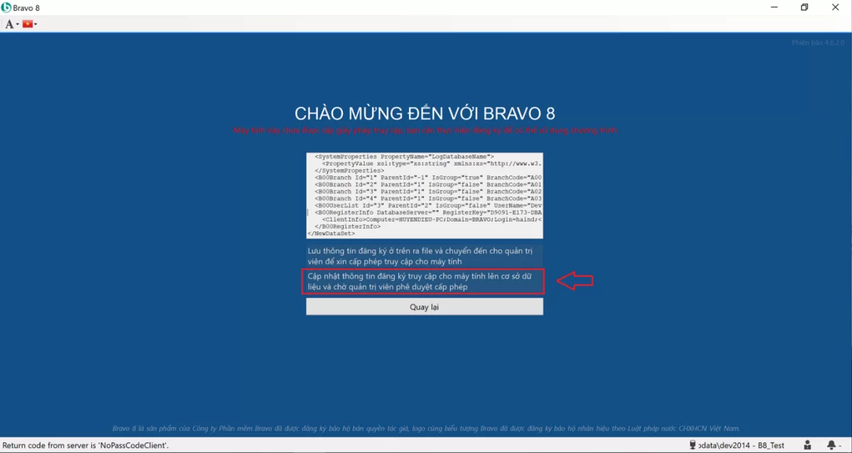 Click vào đường link trong khung để đăng ký cấp quyền truy cập