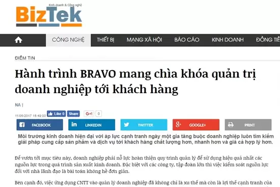 BizTek: Hành trình BRAVO mang chìa khóa quản trị doanh nghiệp tới khách hàng BizTek: Hành trình BRAVO mang chìa khóa quản trị doanh nghiệp tới khách hàng