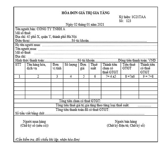 Hóa đơn GTGT 2020