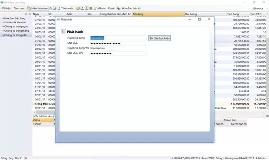 Giao diện/tính năng phát hành HĐĐT trên phần mềm BRAVO Giao diện/tính năng phát hành HĐĐT trên phần mềm BRAVO