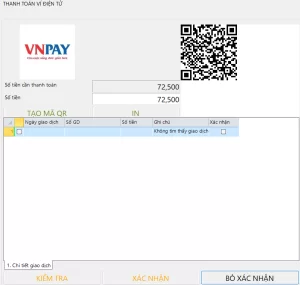 Giao diện thanh toán ví điện tử