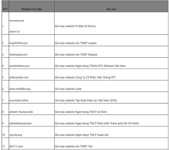 Cảnh báo webiste giả mạo