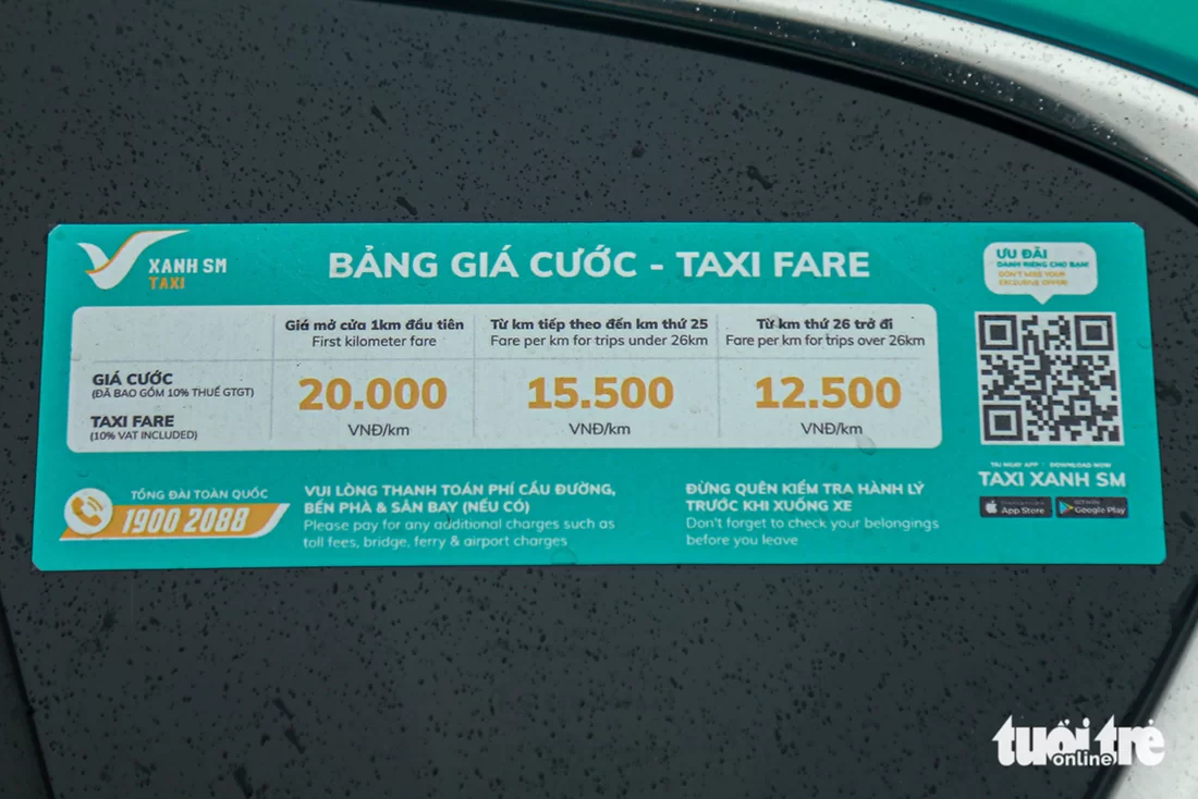 Bảng giá Taxi điện Xanh MS